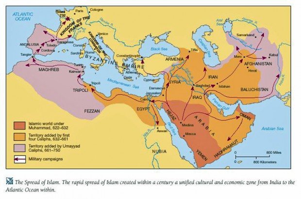 Arab Muslim Caliphate Expansion & Military Campaigns Map