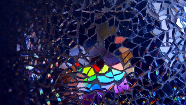 multicolored broken mirror decor